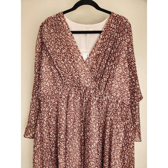 NWT Ted Baker Vallyy Draped Midi With Batwing Sleeve Dress Ted 2 / US 6 #1K411 - Picture 4 of 13